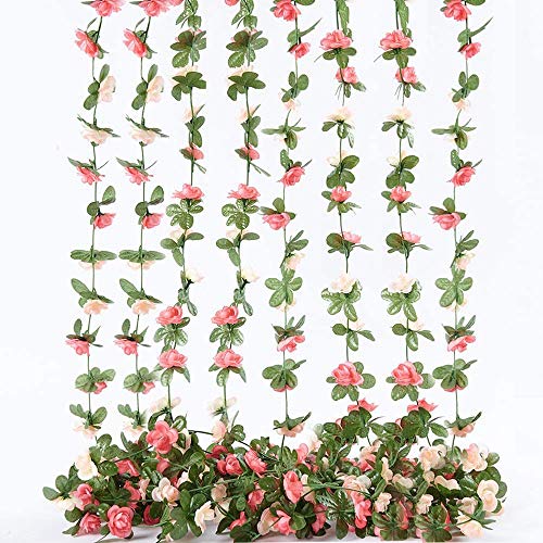 Pluuttiem 8 StüCk KüNstliche Rosenrebe Blumen mit GrüNen BläTtern, HäNgende Blumen Girlande Rosenrebe für Hochzeits Feier Wand Dekoration Pluuttiem 8 StüCk KüNstliche Rosenrebe Blumen mit GrüNen BläTtern, HäNgende Blumen Girlande Rosenrebe für Hochzeits Feier Wand Dekoration von Pluuttiem