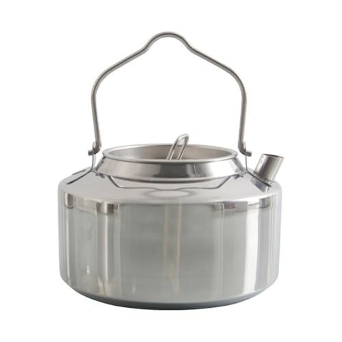 Pluuttiem Outdoor Edelstahl Eingriff Camping Hung Pot Tragbarer Kaffeekanne Picknicktherziger 1.2L Teekannenkochzubehör von Pluuttiem