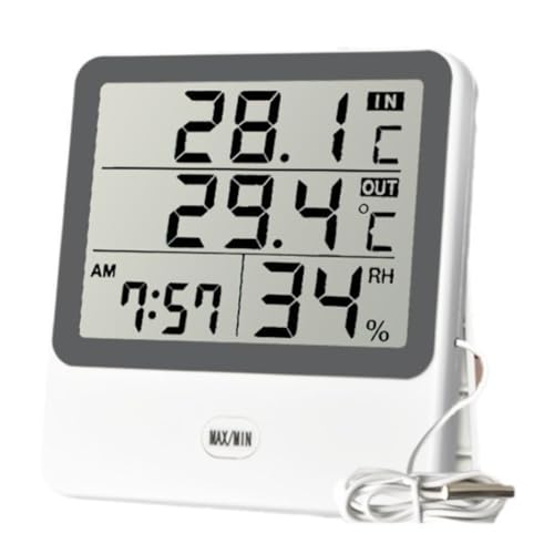 Pluuttiem Thermometer und Feuchtigkeitsmesser mit Dualer Temperaturanzeige, Timer und Gro?em Bildschirm, Hohe Pr?zision, Geeignet f¡§1r Den Innen- und Au?enbereich. Pluuttiem Thermometer und Feuchtigkeitsmesser mit Dualer Temperaturanzeige, Timer und Gro?em Bildschirm, Hohe Pr?zision, Geeignet f¡§1r Den Innen- und Au?enbereich. von Pluuttiem
