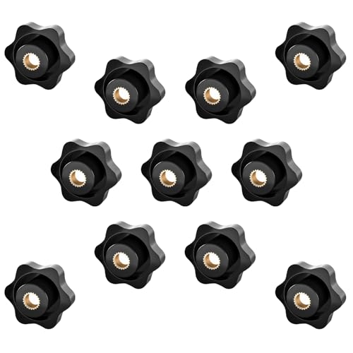 10 Stück Sterngriffmutter M6,Flügelmutter M6,Sterngriffschraube,Schwarz Sternform Kopf Klemmmutter,Durchmesser 32mm,für Maschinen und Anlagen Werkzeugmaschinen Fitnessgeräte Möbel von Pluvyze