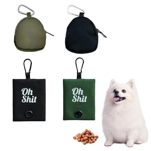 2 Pcs Leckerlibeutel für Hunde Leckerlitasche für Hunde Hundeleckerli Tasche Snackbeutel Hund Hundeleckerli Beutel Mit 2 Kotbeutelspender Hundekotbeutelspender(Schwarz+Grün) von Pluvyze