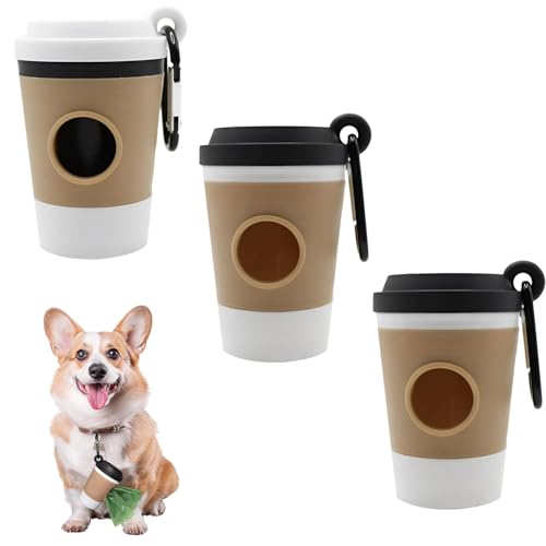 3 Stück Kotbeutelspender,Hundekotbeutelspender,Kotbeutel Spender für Hunde,mit Praktischer Hängeschnalle,Kreatives Kaffeetassen-Design,Leicht und Tragbar,Geeignet zum Spazierengehen von Pluvyze
