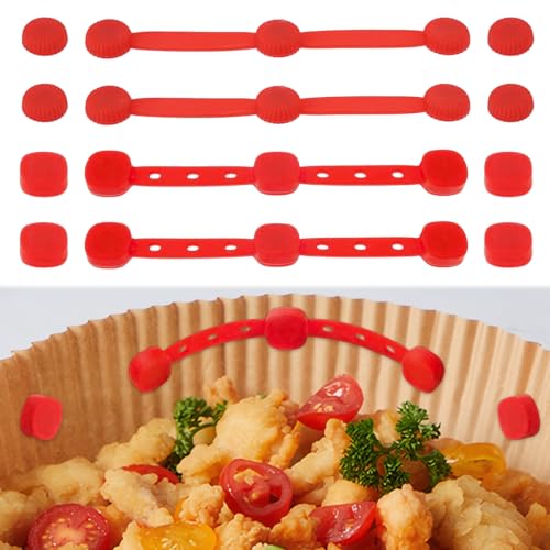 4 Pcs Silikon Magnete für Airfryer Magnete für Heißluftfritteuse Backpapier für Heißluftfritteuse Silikon Ist Hitzebeständig Und Verhindert, Dass Backpapier Lebensmittel Bedeckt(Rot) von Pluvyze