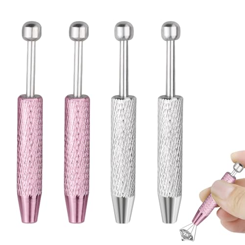 4 Stück Piercing Kugel Aufdreher,Piercing Wechselhilfe 4-Zacken-Design,Anti-Rutsch,Ideal für Schmuckherstellung & Maniküre,Piercing Kugel Aufdreher,Juwelierwerkzeug(Pink+silber) von Pluvyze
