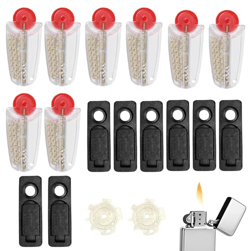 8-Teiliges Feuerstein- und Docht-Set Kompatibel mit Zippo Feuersteine Kompatibel mit Zippo Zubehör Enthält 8 Stück Spritsparpads und 2 Tragbare Schraubendreher von Pluvyze