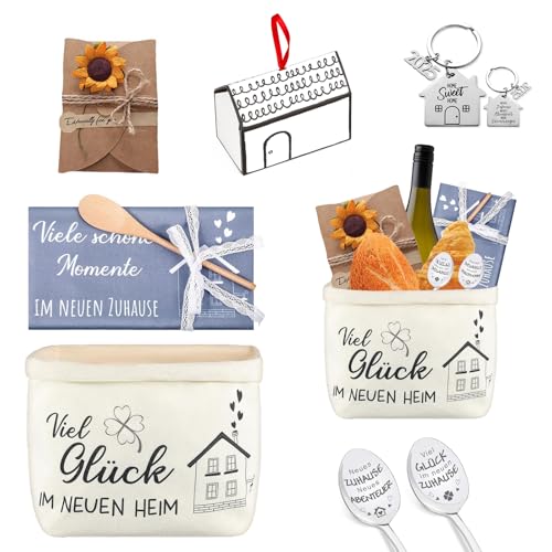 Einzugsgeschenke Wohnung Einzugsgeschenke Haus Brot und Salz Geschenk zum Einzug Ins Haus Einweihungsgeschenk Wohnung Richtfest Geschenk mit Brotkorb Geschirrtuch Kochlöffel Grußkarte Kaffeelöffel von Pluvyze