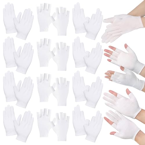 Pluvyze 12 Paar Baumwollhandschuhe Fingerlos,Baumwollhandschuh,Handschuhe Fingerlos Dünn Baumwolle von Pluvyze