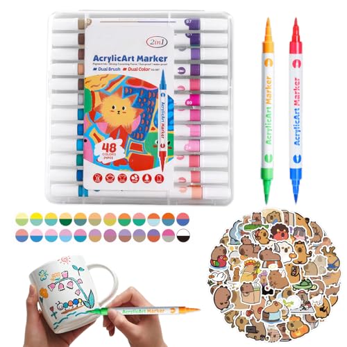 Pluvyze 24 Stück Porzellanstifte,48 Farben Keramikstifte Spülmaschinenfest,40 Capybara-Aufkleber,Keramik Stifte,Geeignet für Glas-,Stein- und Keramikkreationen,DIY-Bastelarbeiten Pluvyze 24 Stück Porzellanstifte,48 Farben Keramikstifte Spülmaschinenfest,40 Capybara-Aufkleber,Keramik Stifte,Geeignet für Glas-,Stein- und Keramikkreationen,DIY-Bastelarbeiten von Pluvyze