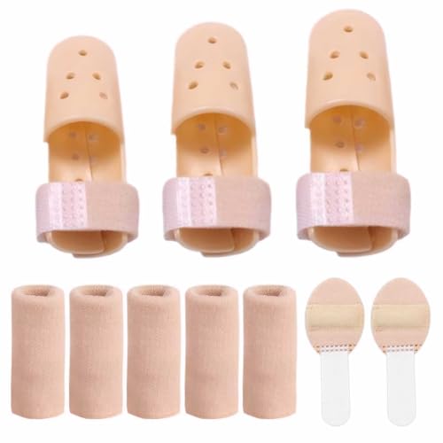 Pluvyze 5 Stück Fingerschiene + 5 Fingerschutz Elastische Fingerschützer,Wiederverwendbar,Bequem und Atmungsaktiv,Verstellbar,Geeignet für Fingerbrüche,Verstauchungen von Pluvyze