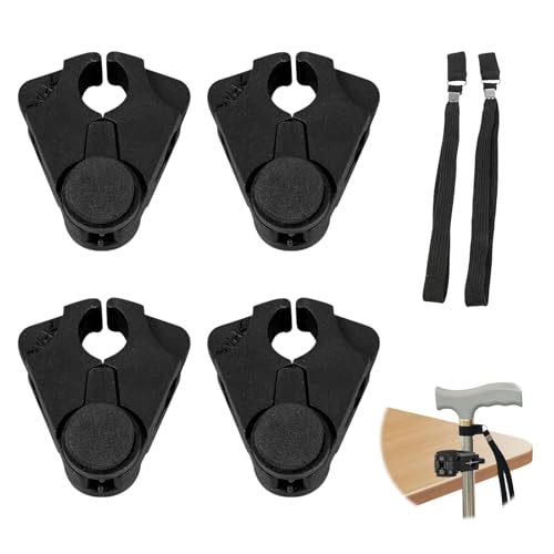 Pluvyze 4Pcs Krückenhalter Stockhalter für Gehstöcke Gehstock Halterung Stockhalter für Rollator Krückenhalter für Rollstuhl Halterungen für Gehstöcke & Krücken mit 2 Handgelenkschlaufe für Gehstöcke von Pluvyze