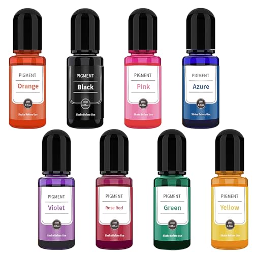 Pluvyze 8Pcs Farbpigmente für Gießpulver Farbe für Gießpulver Farbe Farbpigmente für Gips Betonpigment für Gipsbeschichtung Gießharz,DIY-Basteln,Helle Farben（10 ml） von Pluvyze
