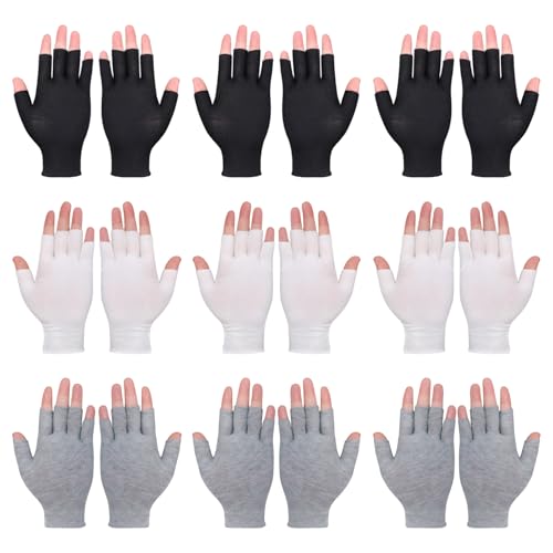 Pluvyze 9 Paar Baumwollhandschuhe Fingerlos Fingerlose Baumwollhandschuhe Baumwollhandschuhe Ohne Finger Baumwollhandschuhe Neurodermitis Handschuhe Baumwolle Fingerlos Fingerlose Handschuhe Uv von Pluvyze