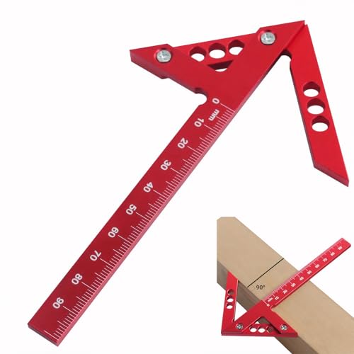 Zentrierwinkel Mittenfinder Speedmarker Industriemarker Zum Messen Der Mittellinie 10cm Lineal 45° 90° Zentrierwinkel für Die Holzbearbeitung Zum Anreißen und Messen (Rot) von Pluvyze
