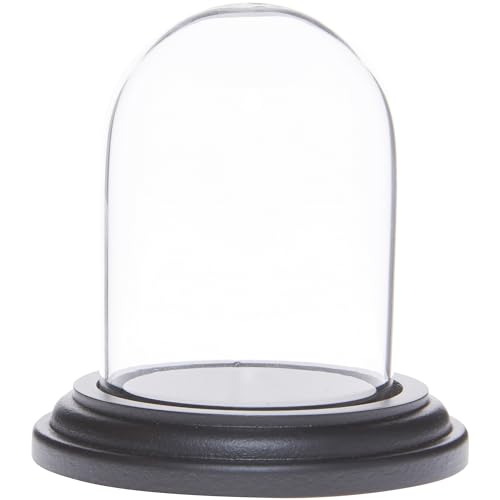 Plymor Mini-Glocke aus Glas, 4,7 x 7,3 cm (schwarzer Holzsockel). von PlyMor