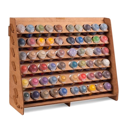 Plydolex Farbregal Organizer mit 60 Löchern für Citadel Miniaturfarben-Set – Wandmontiertes Holz-Bastel-Farbregal – Bastel-Farbhalter Rack 40,6 x 13,2 x 32 cm von Plydolex