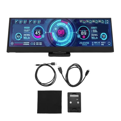 14-Zoll-Computer-Temperaturmonitor mit Gestreckter Leiste, LCD-Display, CPU-GPU-Datentemperaturmonitor mit Einer Auflösung von 1920 X 550, Augenschutz und Zusatzmonitor für Aida64 von Plyisty