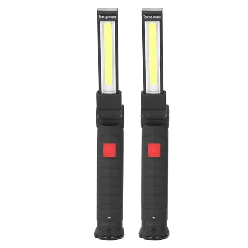 2er-Pack Taschenlampen, Wiederaufladbare LED-Arbeitsleuchte mit Magnetfuß, 360° Drehbar und 180° Faltbar, für die Reparatur von Automotoren, Notfallstellen von Plyisty