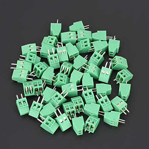 50-teiliger Klemmenblockanschluss, universeller Leiterplattenschraubklemmenblockanschluss, 2-polig und 2,54 mm Abstand für niedrige Frequenzen und zur Verwendung in der Leiterplattenverdrahtung von Plyisty