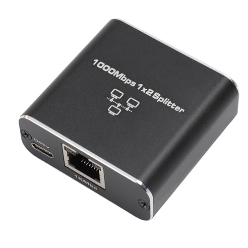 Gigabit-Ethernet-Splitter 1 zu 2, 1000 Mbit/s Hochgeschwindigkeits-Netzwerk-Splitter, RJ45 LAN-Internet-Splitter mit USB-Stromkabel von Plyisty