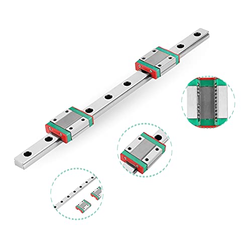 Lineare Führungsschiene MGN12 250 mm aus Lagerstahl - Miniatur-Führungsschiene 12 mm Breite + 2 Stk. MGN12B Gleitblöcke von Plyisty