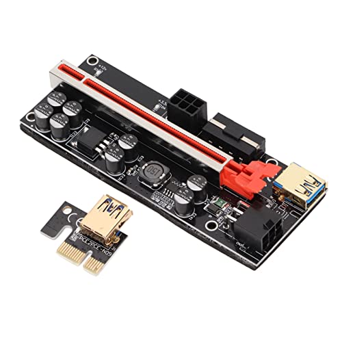 PCIE-Riser, PCIE 1X auf 16X-Adapterkarte, 4 FP-Kondensator, 6P-Schnittstelle, PCIE-Grafikkarten-Verlängerungskabel für Grafikkarten-Stromversorgung von Plyisty