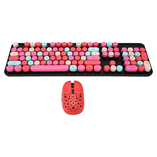 Plyisty 2,4 G Kabellose Tastatur- und Maus-Kombination, Geräuscharm, 3 DPI Einstellbar, Einfach zu Bedienen, ABS-Material, 104 Tasten, 6 Tasten, AAA/AA-Batterie X 1 (Mischfarbe Rot) von Plyisty