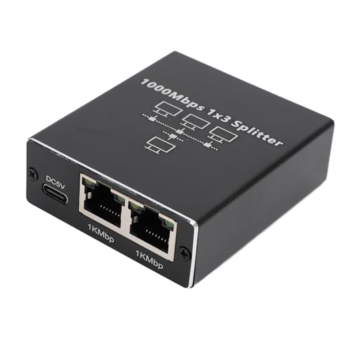 Plyisty Ethernet-Splitter, 1000 Mbit/s LAN-Splitter, Ethernet-Splitter für Cat 6 7 8-Kabel, mit USB-Stromkabel, für die Vernetzung Mehrerer Geräte von Plyisty