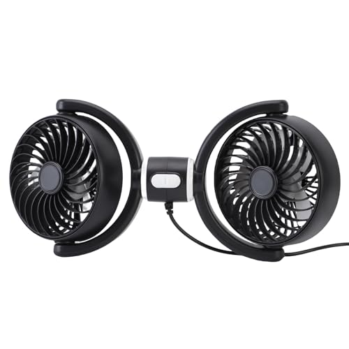 Plyisty Hochwertige USB -Autokühlventilatoren für den Rücksitz Dual Head Car Ventilator 360 Grad Rotatable Fahrzeug Heck -Kopfstützen Lüfter für Autoluftluftventilat von Plyisty