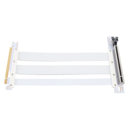 Plyisty PCIe 4.0 Riser -Kabel, PCIe 4.0 X16 Grafikkartenverlängerungskabel, 90 Grad Rechtswinkel, Segmentiertes Design, Kompatibel mit RTX4090 TI 8900 XT GPU, Weiß (20 cm) von Plyisty