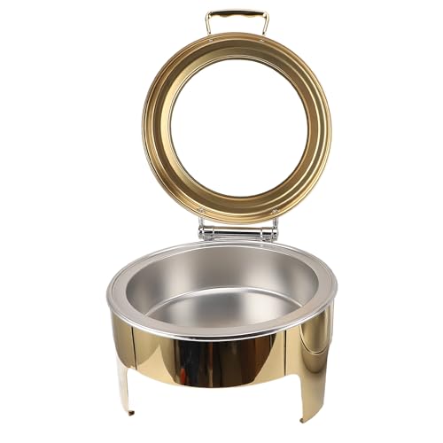 Plyisty Runder Heizbuffetserver, Dauerhafte Alkoholheizung 6 Liter 6 Liter Rundes Buffet Edelstahlheizung (1 Pan in voller Größe) von Plyisty
