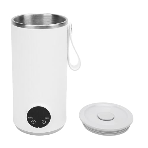Reise-Wasserkocher 400ML, USB-Ladegerät Tragbarer Kleiner Wasserkocher mit Rotierender Mixer, 55 ° C Heiz-Misch Becher für Tee-Kaffee-Milch-Schnell Koch Flasche (EU-Stecker) von Plyisty