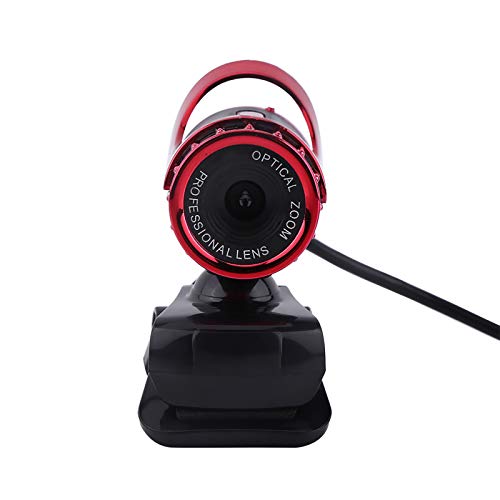 Um 360° Drehbare HD-Webcam mit Integriertem Mikrofon, Einstellbarem Winkel – 0,3 Mio, Hochauflösendes Objektiv, Entwickelt für PC (Rot) von Plyisty