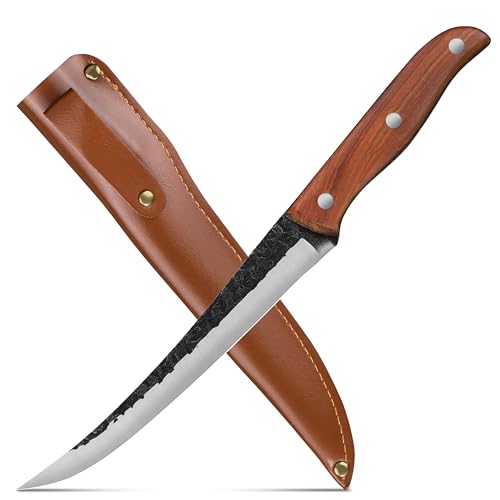 Ausbeinmesser Profi Filetiermesser Fisch Scharf: Metzgermesser Schmieden Outdoor Messer Fleischermesser 17.5 cm von Plys