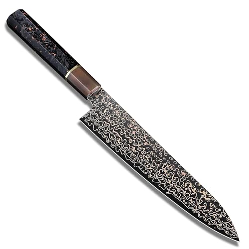 Plys Damastmesser Japanisches Messer Damast Küchenmesser: Scharf 21.7 Cm Kochmesser Vg10 Edelstahl mit 33 Lagen Kupfer von Plys
