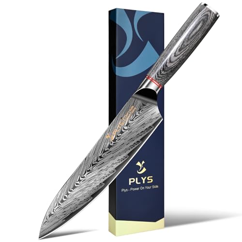 Schwarz Küchenmesser Profi Scharf Kochmesser: Titanbeschichtet Hackmesser Japanisches Küchen Messer Edelstahl Gemüsemesser Holzgriff Männer Geschenke von Plys