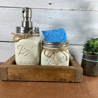 Mason Jar Seifenspender Mit Halter | Bauernküche Waschbecken Organizer von PmDreamsUpcycle