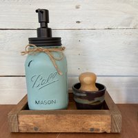 Mason Jar Seifenspender Mit Schwamm/Geschirrbürstenhalter | Bauernküche Waschbecken Organizer von PmDreamsUpcycle