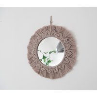 Makramee Wandspiegel Rund Im Boho Stil 32cm Farbe Pearl von PmaeCo