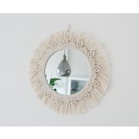 Makramee Wandspiegel Rund Im Boho Stil Beige 32cm, 42cm Oder 52cm Makramee Wandspiegel Rund Im Boho Stil Beige 32cm, 42cm Oder 52cm von PmaeCo