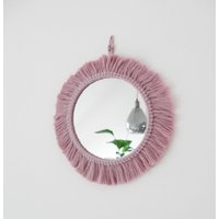 Makramee Wandspiegel Rund Im Boho Stil Dustypink 30cm Oder 50cm von PmaeCo