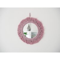 Makramee Wandspiegel Rund Im Boho Stil Dustypink von PmaeCo