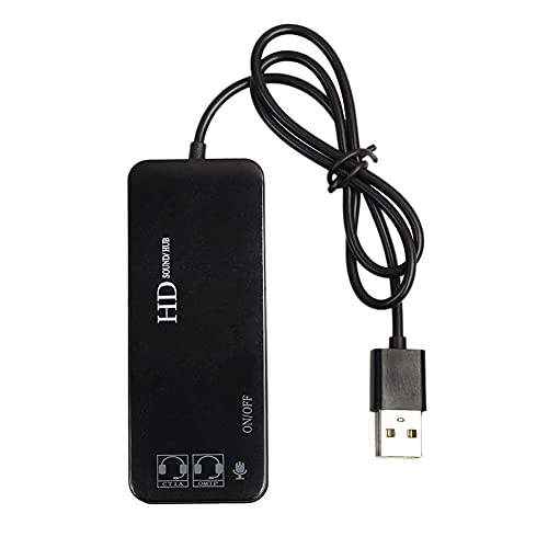 Pmandgk 3 Anschluss USB 2.0 Hub Externer 7.1Ch Sound Karte Headset Mikrofon Adapter Für PC Schwarz von Pmandgk