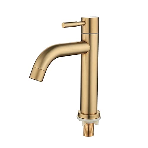 Pmandgk Pinsel Gold Einzelnes Kaltes Becken Wasserhahn 304 Material Waschen Becken Mixer Waschen Becken Wasserhahn Wasser Waschen Mixer Zapfhahn-A von Pmandgk