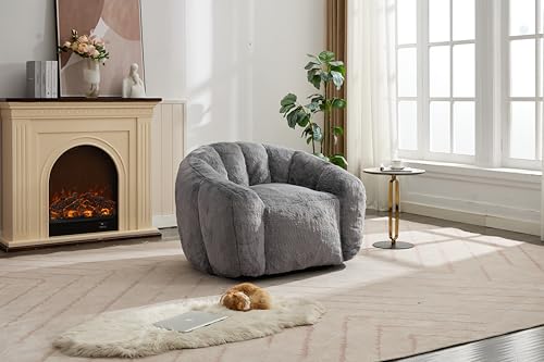 Pmango Sitzsack Loungesessel 110x100x80cm, mit Hocker gerundet 50cm Durchmesser und 35cm Höhe ，Gemütlicher Bean Bag Sessel für Erwachsene, Indoor Schlafsofa in Weiß, Rosa, Grau (Grau) von Pmango