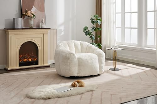 Pmango Sitzsack Loungesessel 110x100x80cm, mit Hocker gerundet 50cm Durchmesser und 35cm Höhe ，Gemütlicher Bean Bag Sessel für Erwachsene, Indoor Schlafsofa in Weiß, Rosa, Grau (Weiß) von Pmango