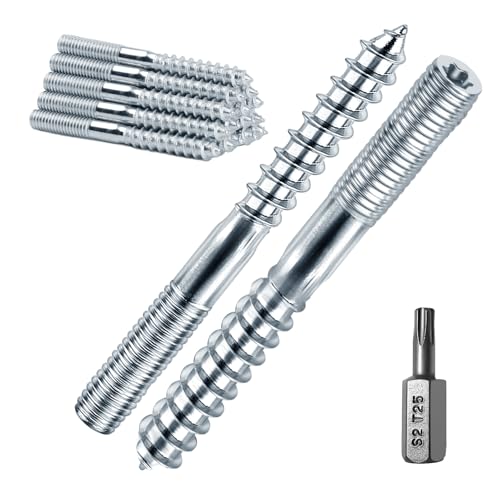 41 Stück Stockschrauben Set M6*60mm Torx Stockschraube TX25 Doppelgewindeschrauben Verzinktem Astahl Schraubstifte Doppelseitige Dübelschrauben von Pmeiduo