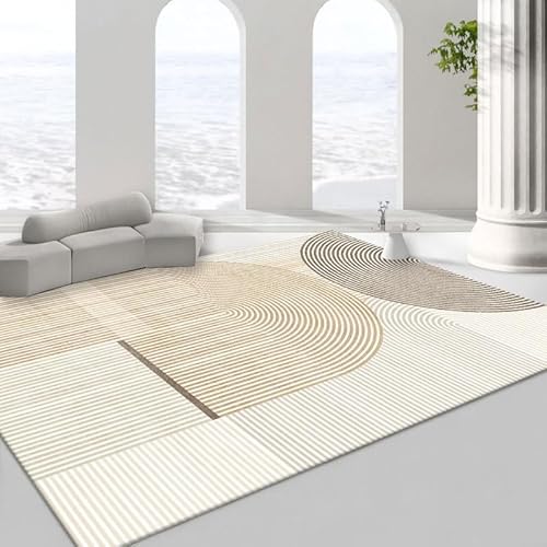 Pmnadfdag Teppich Wohnzimmer 120 x 160 cm Teppich Kurzflor Anti Rutsch Waschbar für Schlafzimmer,Büro,Küche Moderne geometrische Linien beige gelb Pmnadfdag Teppich Wohnzimmer 120 x 160 cm Teppich Kurzflor Anti Rutsch Waschbar für Schlafzimmer,Büro,Küche Moderne geometrische Linien beige gelb von Pmnadfdag