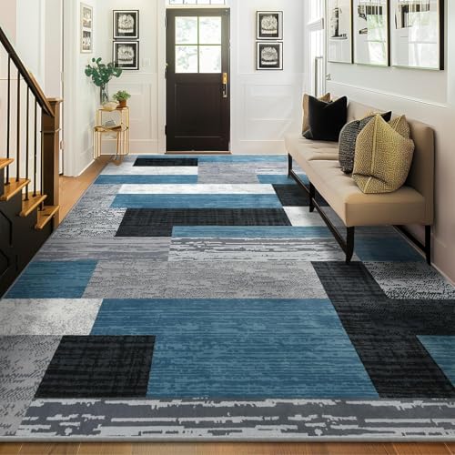 Pmnadfdag Teppich Wohnzimmer 130 x 200 cm Teppich rutschfest Waschbar für Schlafzimmer Küche Esszimmer Arbeitszimmer Moderne geometrische Tinte blau grau schwarz Pmnadfdag Teppich Wohnzimmer 130 x 200 cm Teppich rutschfest Waschbar für Schlafzimmer Küche Esszimmer Arbeitszimmer Moderne geometrische Tinte blau grau schwarz von Pmnadfdag