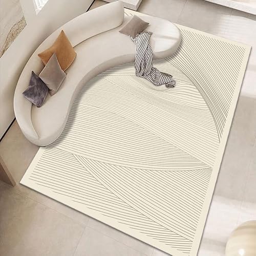 Pmnadfdag Teppich Wohnzimmer 140 x 200 cm Kurzflor Antirutsch für Wohnzimmer Schlafzimmer rutschfest für Büro Küche Badezimmer Moderne geometrische Linien beige Pmnadfdag Teppich Wohnzimmer 140 x 200 cm Kurzflor Antirutsch für Wohnzimmer Schlafzimmer rutschfest für Büro Küche Badezimmer Moderne geometrische Linien beige von Pmnadfdag