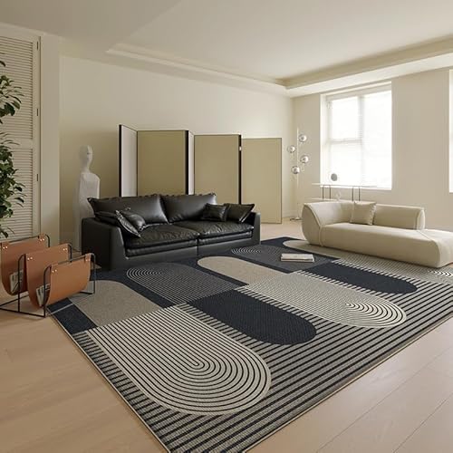 Pmnadfdag Teppich Wohnzimmer 140 x 200 cm Kurzflor Antirutsch für Wohnzimmer Schlafzimmer rutschfest für Büro Küche Badezimmer Moderne geometrische Linien schwarz Pmnadfdag Teppich Wohnzimmer 140 x 200 cm Kurzflor Antirutsch für Wohnzimmer Schlafzimmer rutschfest für Büro Küche Badezimmer Moderne geometrische Linien schwarz von Pmnadfdag